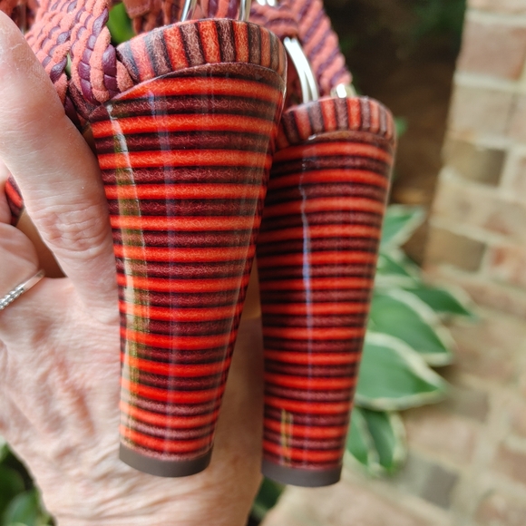 Jimmy Choo Trix 100mm Woven Multi-Wrap Sandal, Dark Shiraz/Coral 37 - Picture 10 of 16